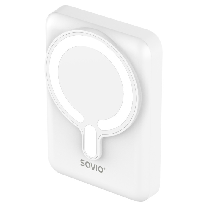 kompaktowy biały powerbank SAVIO BA-13 10000 mAh